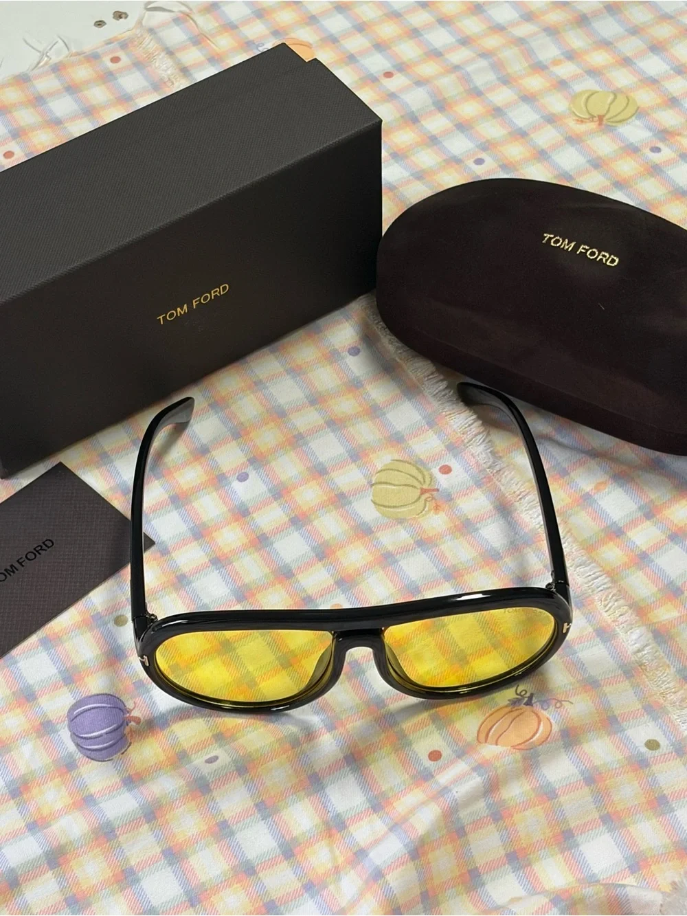 Tom Ford Women's Black Frame Sunglasses with Yellow Lenses - Designer Optics